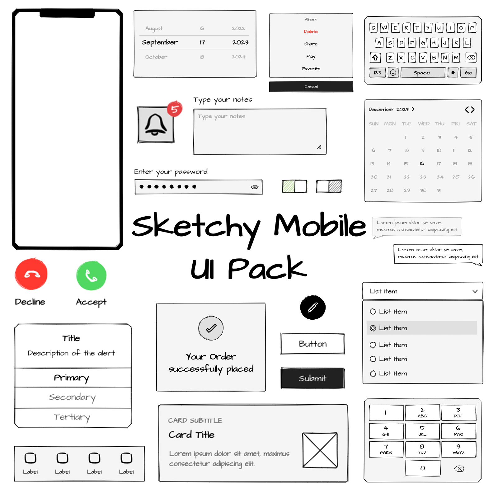 New UI kit for drawing sketchy mobile interfaces