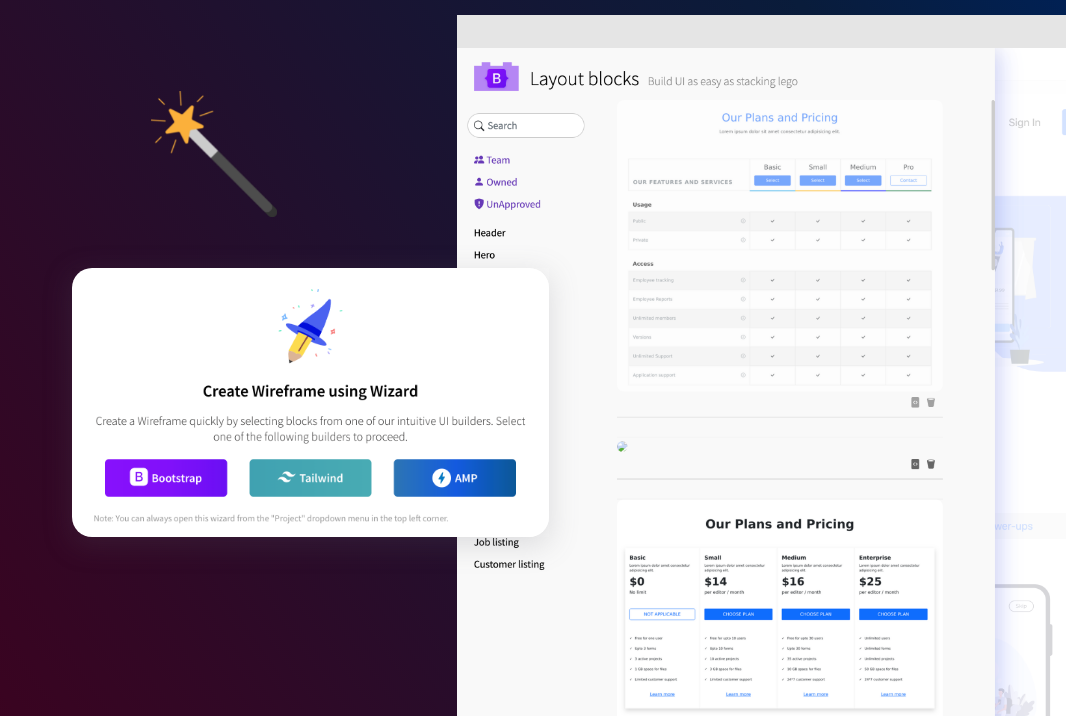 Launching Wizard for your UI ideas