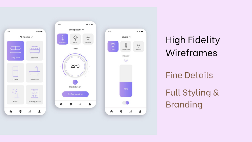 High Fidelity wireframes