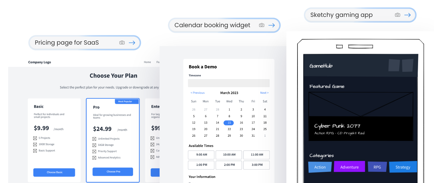 Text to wireframes with AI